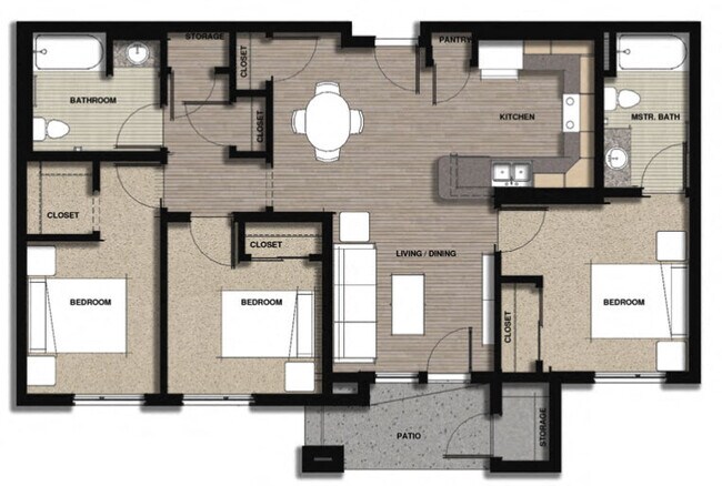 3 Bedroom Type B Opt. 2 2200-620 floor plan
